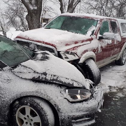 Zusammenstoß im Schneetreiben